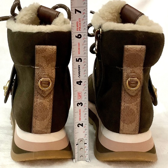 Coach Fatigue Leather Suede and Signature Canvas Ankle Booties Sz 6B - Picture 7 of 14